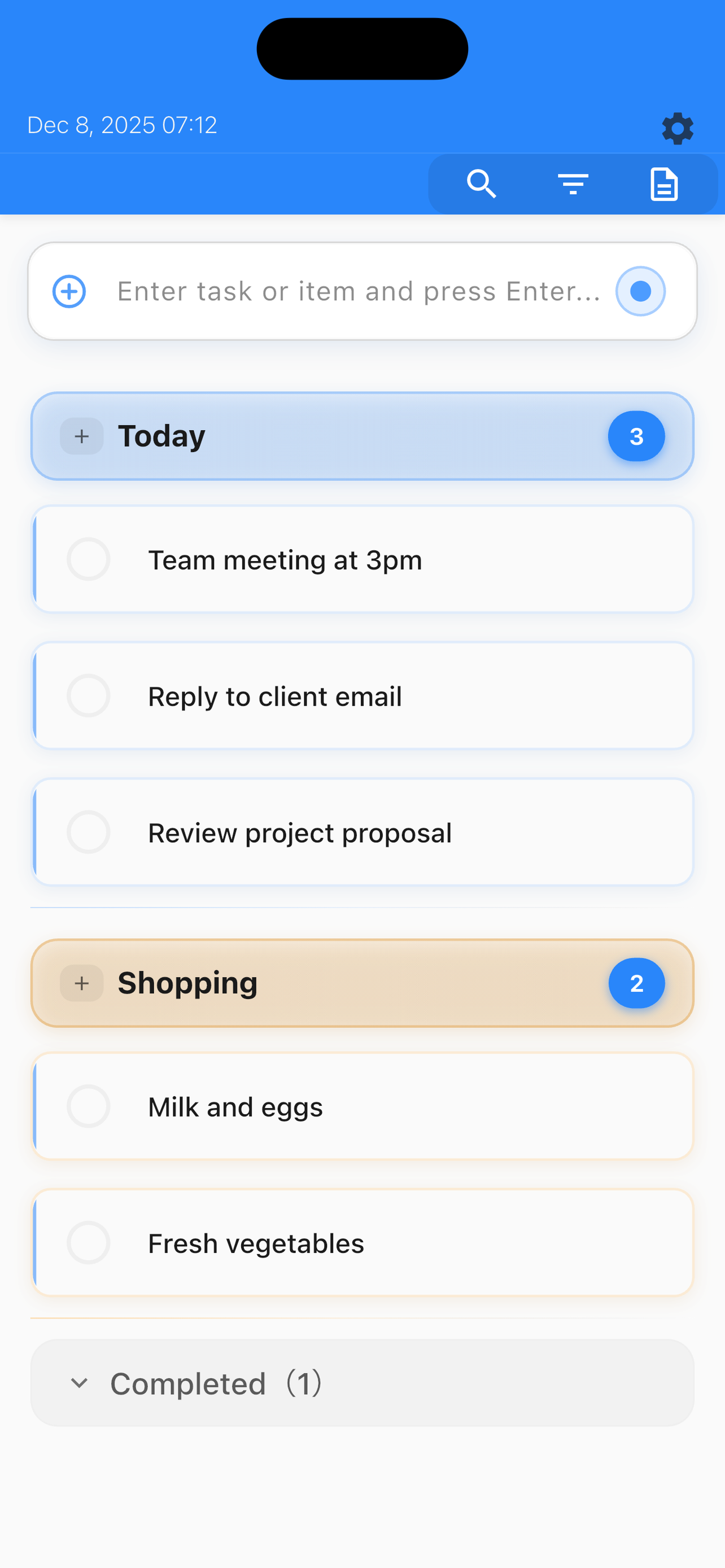ColorQueueList App Screenshot